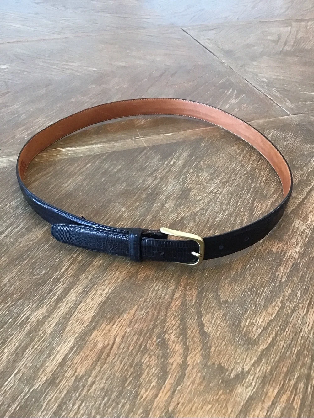 Brighton Women's 34903 Black Lizard & Full Grain Saddle Cowhide Leather Belt